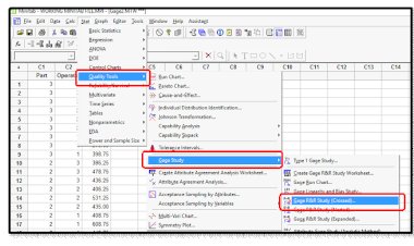Gage R&R Study (Crossed) in Minitab